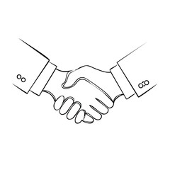 Fototapeta premium Handshake line art illustration depicting agreement, collaboration and teamwork in business and success