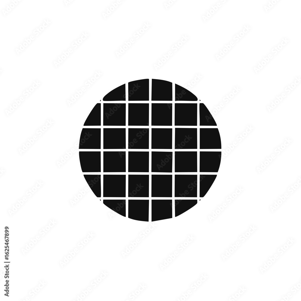 Poster minimalist abstract black grid pattern inside a perfect circle icon design element