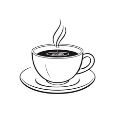 Obraz premium Illustration of Cup With Hot Coffee Drink and Steam Rising on a White Background