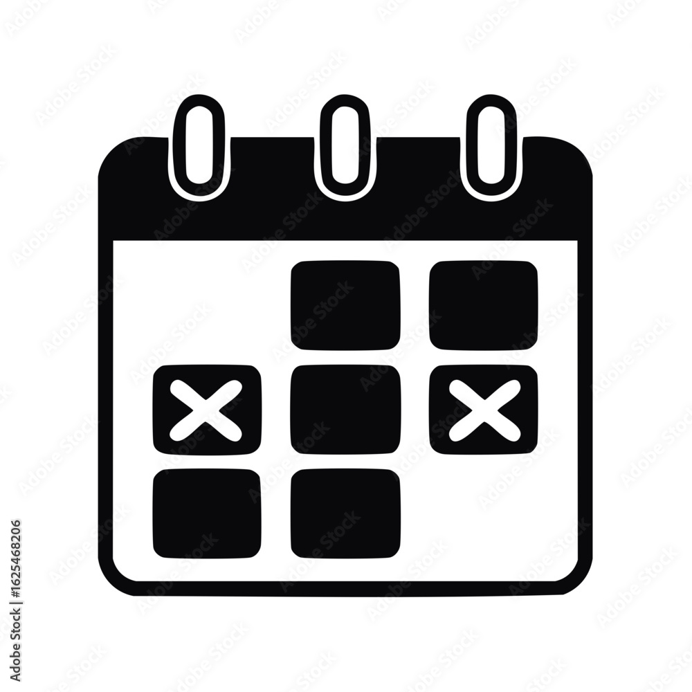 Aufkleber black and white calendar icon with marked dates for scheduling and event planning