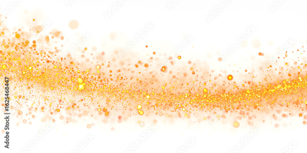 Poster abstract background with wave of golden glitter on transparent or white background. translucent curv