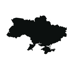 Simple black silhouette map of Ukraine geographic border shape outline national territory
