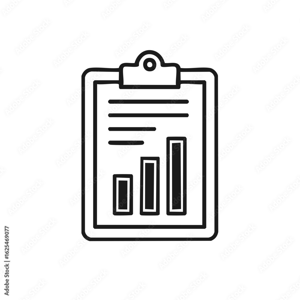 Poster clipboard with bar graph illustration for business analytics and performance reports