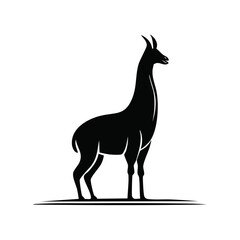 Elegant black llama profile silhouette, a simple clean vector graphic illustration