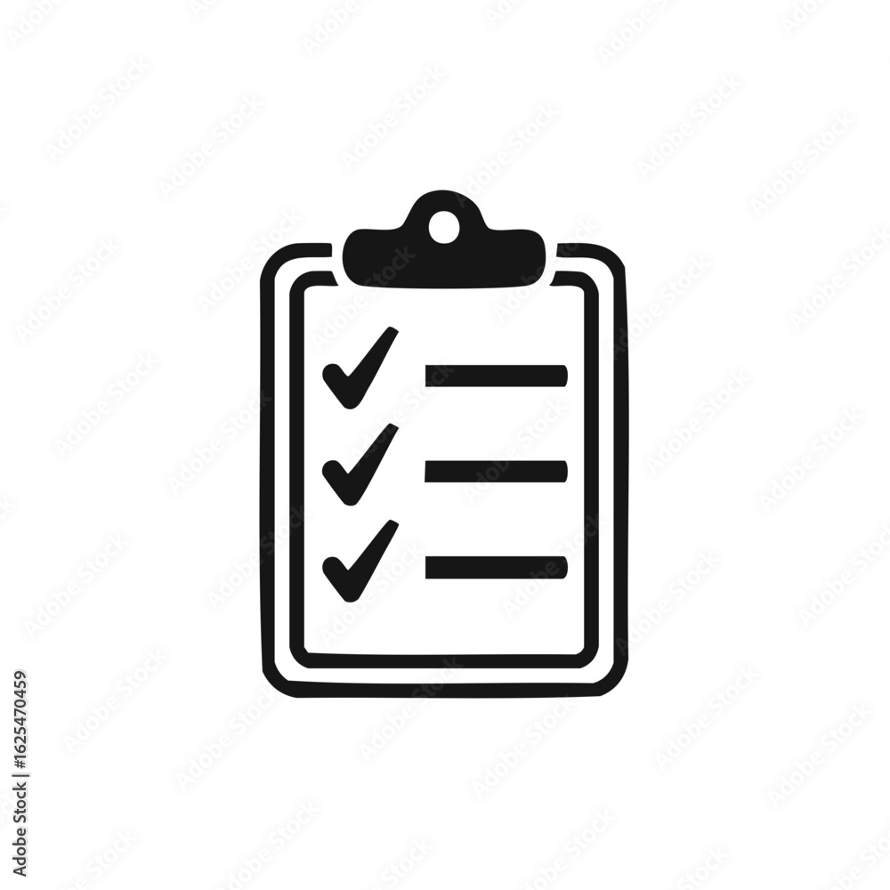 Aufkleber clipboard with checkmarks and lines for tasks, to-do list, survey, icon for documents and reports