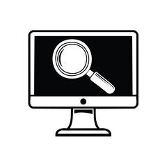 Magnifying Glass on Computer Monitor Screen for Internet Search and Research