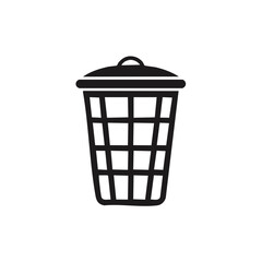 Simple line drawing of a trash can with a lid and a grid pattern