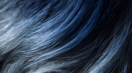 Fototapeta premium Close up macro shot of textured dark blue and black hair with subtle highlights creating a luxurious and abstract background pattern