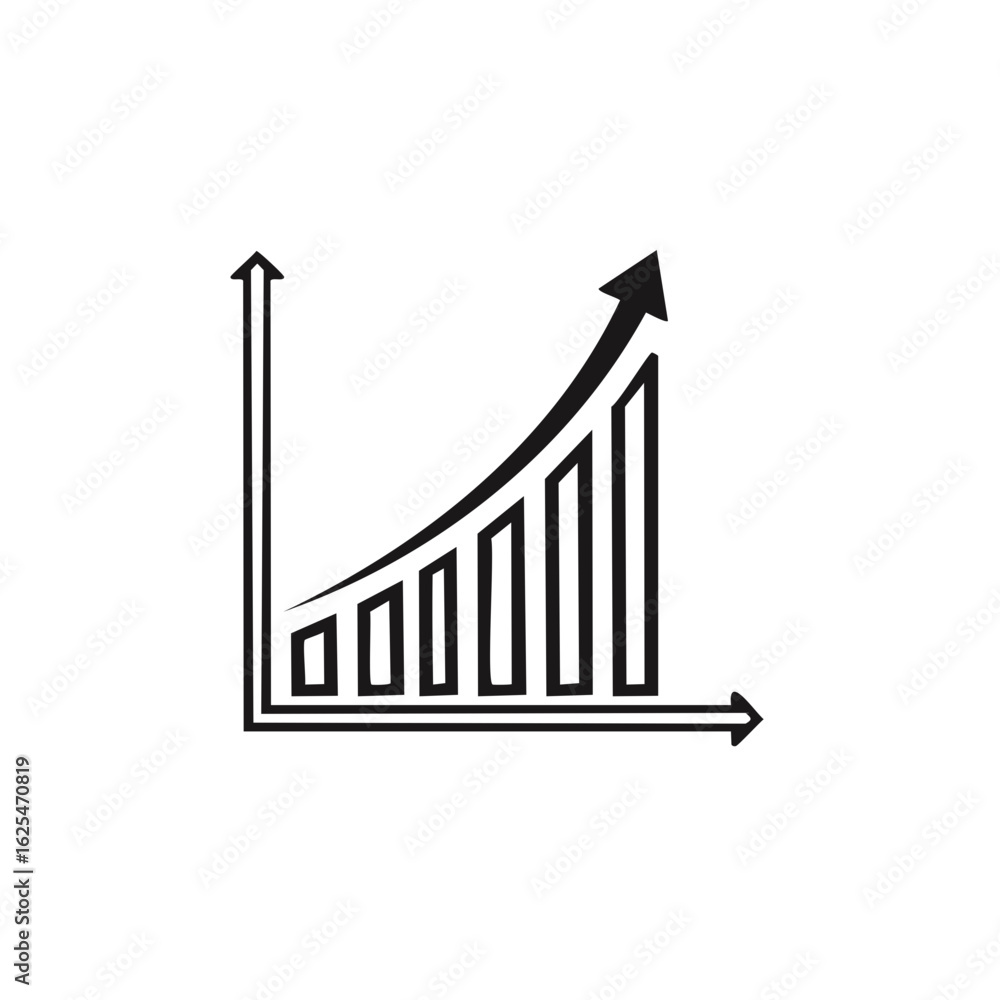 Poster rising bar graph with arrow symbolizing growth and progress business concept
