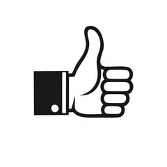 Obraz premium Minimalist black and white vector icon of an isolated hand giving a positive thumbs up gesture for web interface design