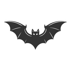 Obraz premium Stylized black bat silhouette with spread wings, a spooky Halloween icon.