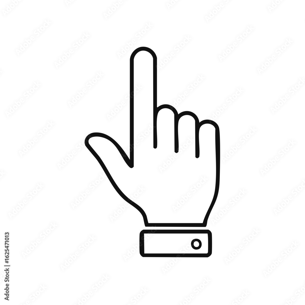 Poster hand pointer icon with index finger pointing up. simple line art illustration for web click or selec