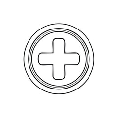 Obraz premium Simple Medical Cross Icon with Circle Outline