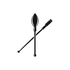 Crossed Spear and Baton Black Silhouette Tactical Concept Icon Design