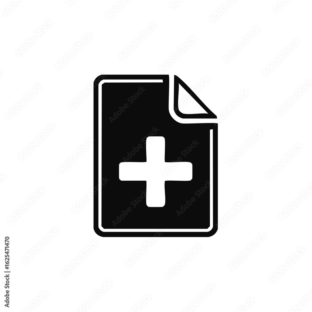 Poster add new file or medical document icon with plus sign for creating records