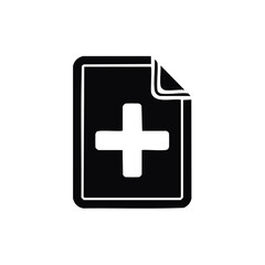 Fototapeta premium Add new file icon with a plus symbol. Simple black glyph for creating documents or medical records.