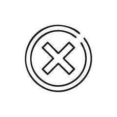 Obraz premium Simple line art icon with a cross mark in a circle. Symbol for no, cancel, close, or error.