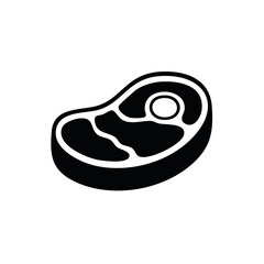 Raw Steak Cutout: Meat Texture, Protein Source, Black and White Icon, Food Design Element