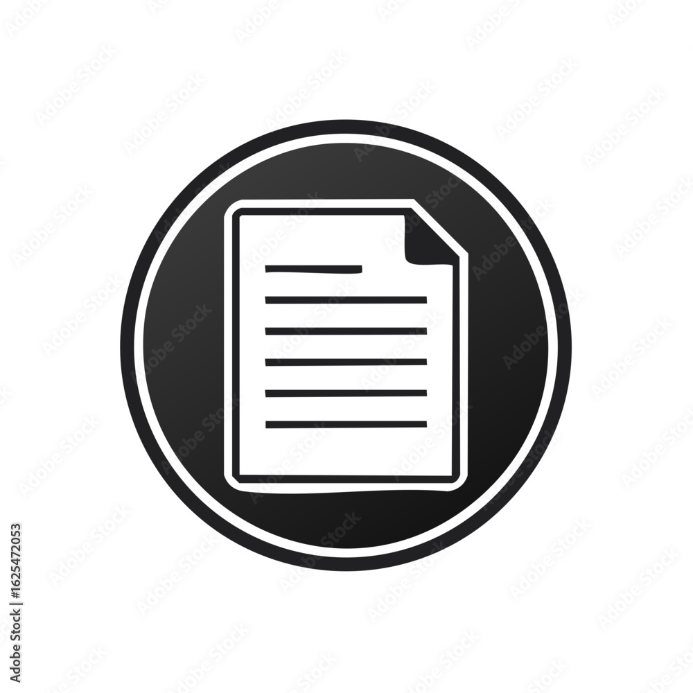 Poster document paper icon round shape with text lines vector