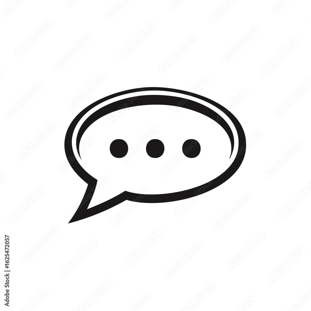 Poster simple outline of a speech bubble with three dots symbolizing communication and messaging