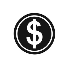 Obraz premium Black dollar coin icon symbol for finance and money concepts