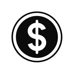 Obraz premium Simple black and white dollar coin icon symbolizing finance and currency
