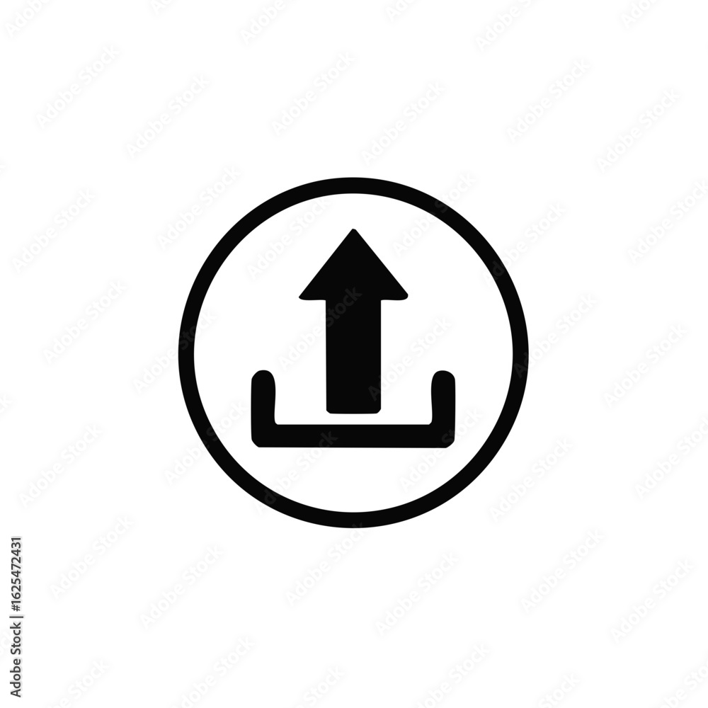 Poster upload icon design featuring arrow within a circle uploading data