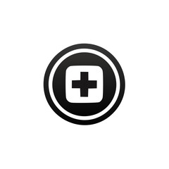 Obraz premium Rounded Plus Symbol Sign, Addition Icon in Circle, Healthcare Logo