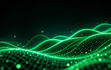 Neon Green AI Data Background with Glowing Signal Paths

