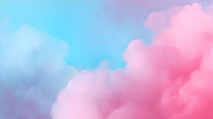 Abstract dreamy pastel cloud formation in soft pink and turquoise blue blending seamlessly for a serene and ethereal background