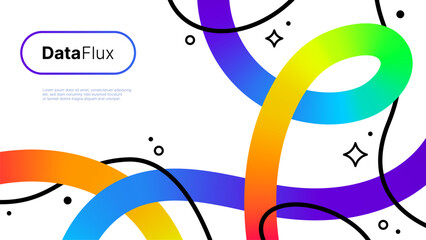 Abstract rainbow gradient lines vector background with dynamic smooth curves and minimal geometric shapes, modern web banner.