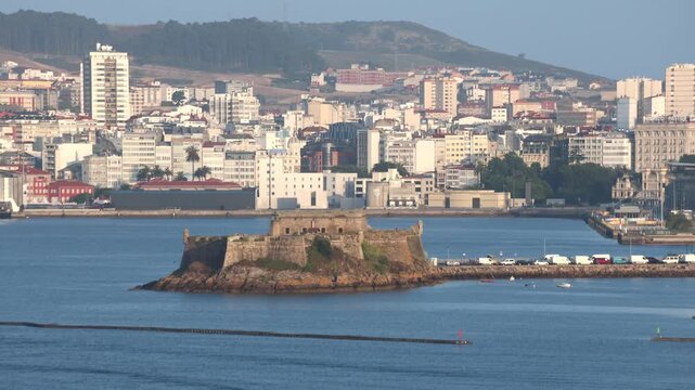 A Coruna Port With Castelo de Santo Anton