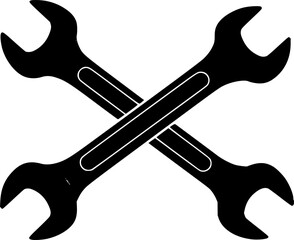 Crossed wrenches symbolizing repair tools for mechanics and handymen in a workshop setting
