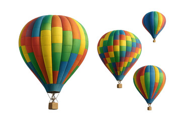 Obraz premium Four colorful hot air balloons flying with transparent background