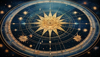 abstract star chart circular design vintage inspired constellations soft ambient lighting