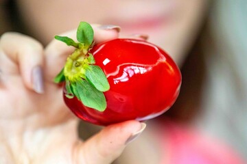 The iconic and delicious Brazilian strawberry of love, prepared with fresh strawberries, white...