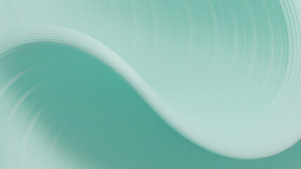 Fluid, flowing curves in soft turquoise and white create a sense of movement and tranquility.