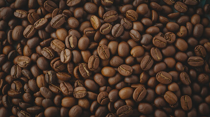 Fototapeta premium Roasted coffee beans, close-up view. 