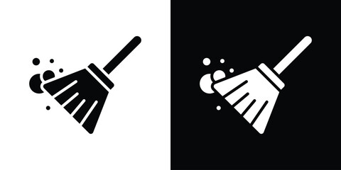 Sweeping icon collection. Black and white filled vector illustration.