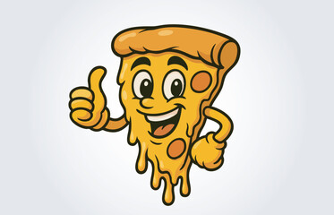 Pizza Mascot Cartoon Character Logo Template
