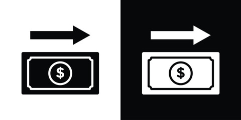 Send money icon collection. Black and white filled vector illustration.