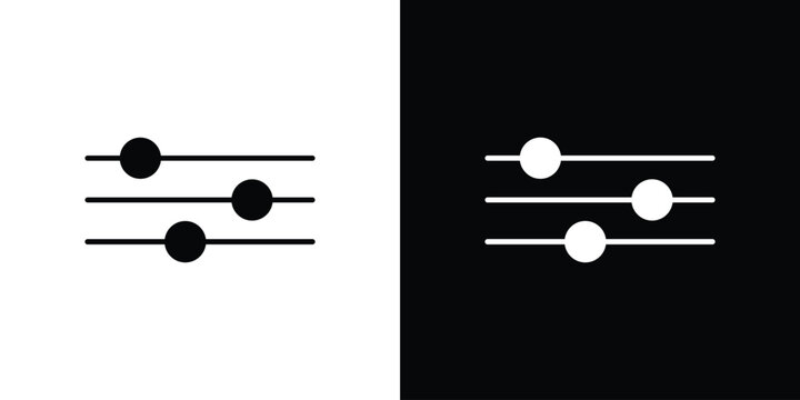 Settings sliders icon collection. Black and white filled vector illustration.
