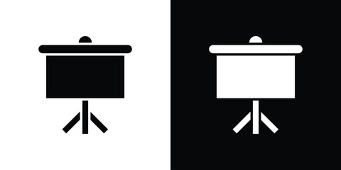 Presentation board icon collection. Black and white filled vector illustration.