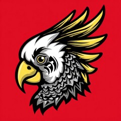 Obraz premium Profile view of a cockatoo head. Bold colors