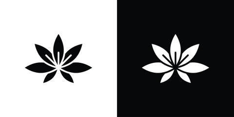 Lotus icon collection. Black and white filled vector illustration.