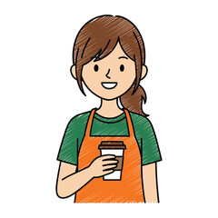 Smiling Barista Holding Coffee Cup Illustration
