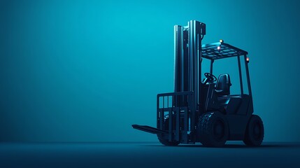 Isolated forklift truck industrial equipment vehicle machinery warehouse operation delivery service blue tone