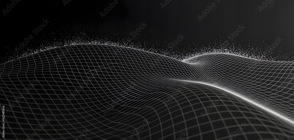 Aufkleber abstract grid landscape: a sleek, modern visual representing a digital landscape formed by an intric