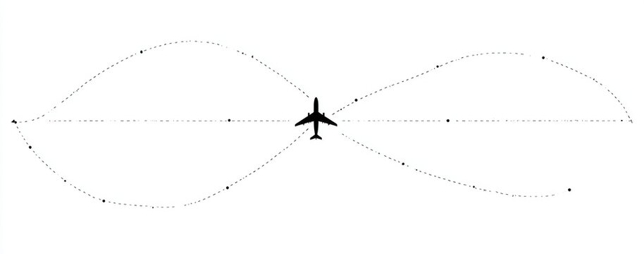 Airplane flight path, dotted lines