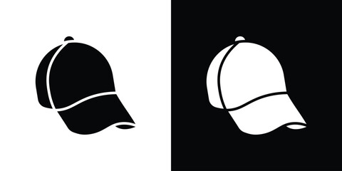 Cap icon collection. Black and white filled vector illustration.